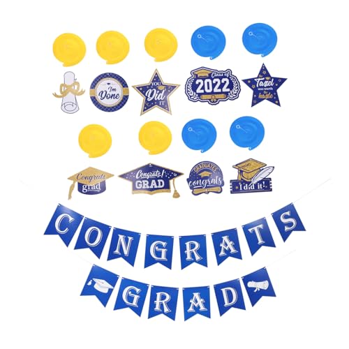 OKUMEYR 1 Satz Abschlussjahrgang 2022 Abschluss Thematisiert Goldendoodle-Ornament Goldene Tischdeko Kreative Abschlussfeier-szenenverzierung Blaue Luftschlangen Dekor Kranz Spiral- Papier von OKUMEYR