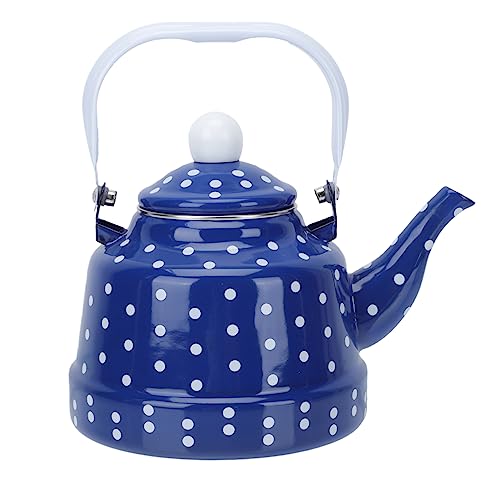 OKUMEYR 1 Stück Emaillierter Wasserkessel mit Punkten Teekessel für Zuhause Vintage Design Komfortabler Griff Hitzebeständig für Tee und Kaffee Dekorative Küche von OKUMEYR