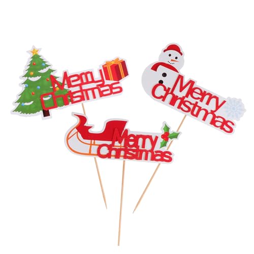 OKUMEYR 12st Weihnachtliche Plug- Urlaub Kuchen Topper Weihnachtsdekoration Weihnachtskuchen Topper Tortendeko Topper Weihnachts-cupckae-Topper Weihnachtskuchendekoration Papier von OKUMEYR