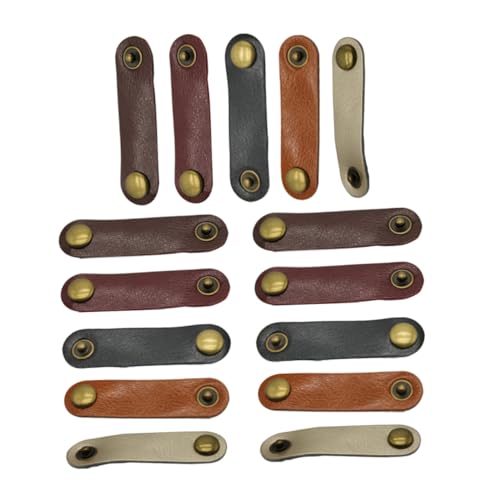 OKUMEYR 15 Stück Teiliges Leder Kabel Organizer Flexible Langlebige Earphone Clips Kabelbinder zur Kabelführung und Wickel Lösung für Büro Zuhause und Reisen von OKUMEYR