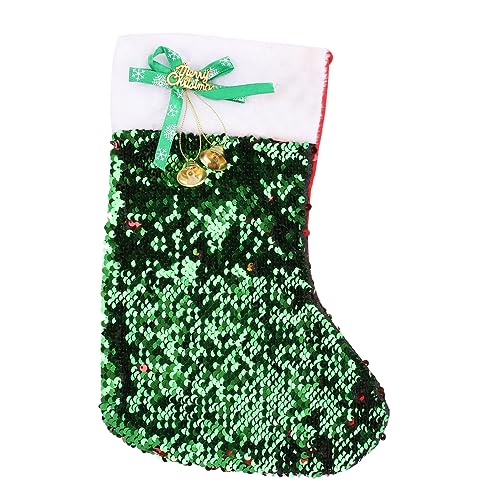OKUMEYR 1stk Weihnachtsstrumpf Goodie Bag Hängender Weihnachtsstrumpf Süßigkeiten Geschenk Strümpfe Süße Socke Baum Strümpfe Weihnachten Pailletten Dekorative Socken Rot von OKUMEYR