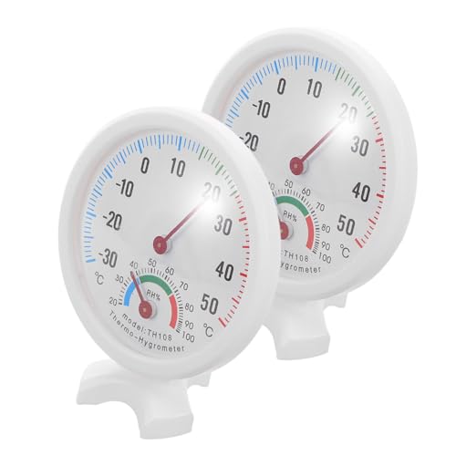 OKUMEYR 2 Stück Hygrometer Thermometer Kompakter Temperatur Luftfeuchtigkeitsmesser Präzise Anzeige für Innen und Außen für Kühlschrank und Luftbefeuchter Einfache Ablesung von OKUMEYR