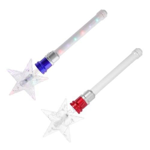 OKUMEYR 2 Stück LED Leuchtstäbe für Drehbare Stern Zauberstäbe mit Buntem Licht Robust und Leicht für Partys Konzerte Faschingsfeiern und Kindergeburtstage von OKUMEYR