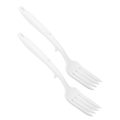 OKUMEYR 2 Stück Silikon Pasta Gabel Lange Hitzebeständige Küchenutensilien mit Rutschfestem Griff Antihaftbeschichtet Vielseitig für Kochen Servieren Rühren und Pastagerichte von OKUMEYR