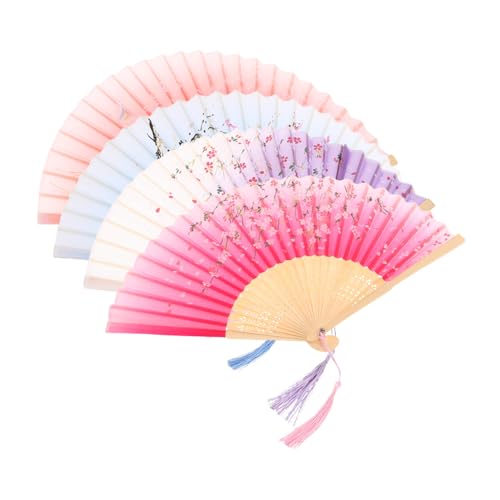 OKUMEYR 4 Stück Faltbarer Holz-handfächer Handlicher Kompakter Fächer für Party Hochzeit Outdoor Stilvolles Tragbares Accessoire und Einzigartiges mit Kulturellem Flair von OKUMEYR