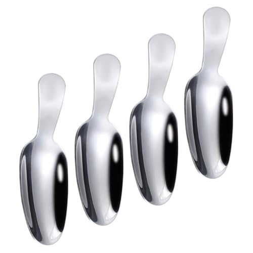 OKUMEYR 4 Stück Teiliges Edelstahl Teeschaufel mit Kurzem Griff Vielseitiger Dessertlöffel für Haushalt Tee Kaffee Salz Mehl Komfortabel Leicht zu Reinigen für Küche Büro Restaurant von OKUMEYR