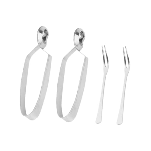 OKUMEYR 4 Stück Teiliges Escargot Dining Set aus Lebensmittelechtem Edelstahl Bestehend aus Schneckenzange und Schneckengabel Ergonomisch Geformt Praktisch für Französische Gebackene von OKUMEYR