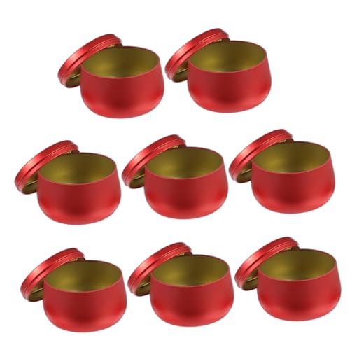 OKUMEYR 8 Stück Teiliges Runder Tee Bonbondosen aus Blech mit Luftdichtem Verschluss Multifunktionale Aufbewahrungsbox für Geschenke Schmuck und Bastelbedarf Tragbar und Platzsparend Rot von OKUMEYR