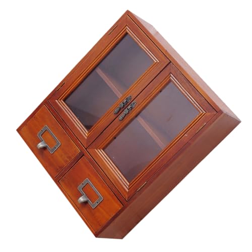 OKUMEYR Vintage Holz Schreibtischvitrine Schreibtisch Organizer Mehrschichtiger Schubladenschrank Aufbewahrungsschrank Für Arbeitsplatte Kosmetikhalter Spielzeugregal von OKUMEYR