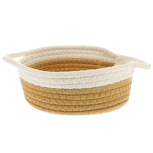 OKUMEYR Baumwollseil Korb Geflochten Aufbewahrungskorb Deckel Großer Runder Korb Schreibtischkörbe Dekorativer Multifunktionaler Behälter Mit Griffen von OKUMEYR