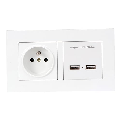 OKUMEYR Europäische Standard Wandsteckdose mit Doppel USB Ladeanschluss Panel USB Charger Weiß Geeignet für Tablets Smartphones und Digitale Geräte OKUMEYR Europäische Standard Wandsteckdose mit Doppel USB Ladeanschluss Panel USB Charger Weiß Geeignet für Tablets Smartphones und Digitale Geräte von OKUMEYR