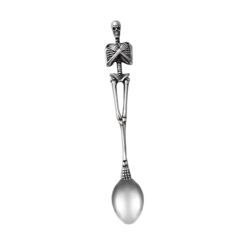 OKUMEYR Retro Titanstahl Totenkopf Suppenlöffel Kreatives Halloween Besteck Glatte Oberfläche Spülmaschinenfest für Ostern und Partygeschirr OKUMEYR Retro Titanstahl Totenkopf Suppenlöffel Kreatives Halloween Besteck Glatte Oberfläche Spülmaschinenfest für Ostern und Partygeschirr von OKUMEYR