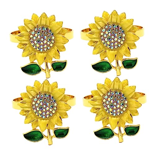 OKUMEYR Servietten Für Den Tisch 4 Stück Sonnenblumen-serviettenhalter Dekorative Serviettenschnallen Partydekorationen von OKUMEYR