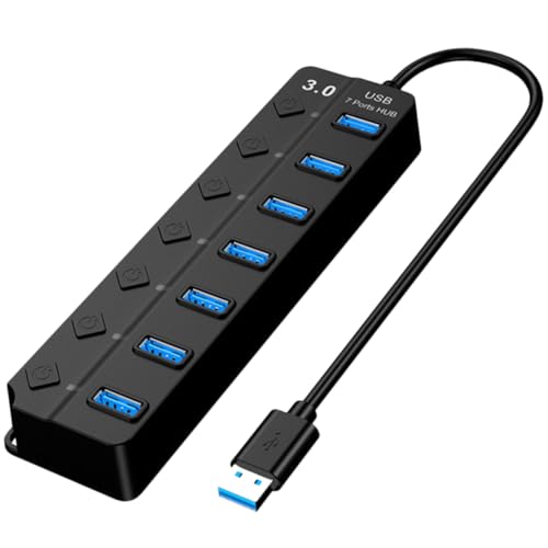 OKUMEYR USB Hub Ports mit Individuellen Schaltern und LED Anzeigen Dickes Kupferkabel Backup Stromversorgung Schnelle Datenübertragung Plug Play Kompatibel für Maus Tastatur USB Laufwerke OKUMEYR USB Hub Ports mit Individuellen Schaltern und LED Anzeigen Dickes Kupferkabel Backup Stromversorgung Schnelle Datenübertragung Plug Play Kompatibel für Maus Tastatur USB Laufwerke von OKUMEYR