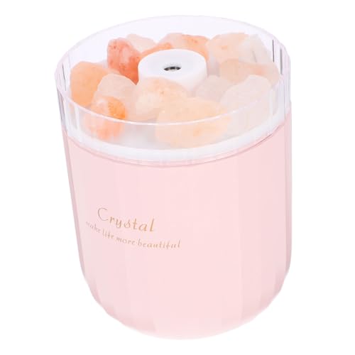 OKUMEYR USB Luftbefeuchter mit Kristallsalzstein Großer Wassertank Leiser Aromatherapie Diffusor Multifunktional für Innenräume für Schlafzimmer und Büro Sanfter Nebelausstoß Rosa von OKUMEYR