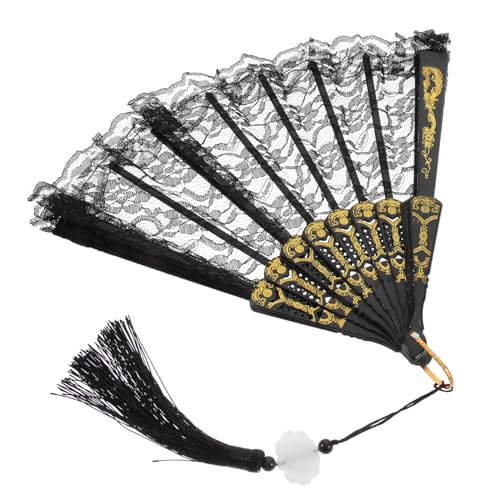 OKUMEYR Vintage Spitzen Handfächer mit Quaste Faltbarer Eleganter Spitzenfächer für Tanz Fotografie und Sommer Stabiles Pp-metall-material Dekorativer Chinesischer Faltfächer für Deko und OKUMEYR Vintage Spitzen Handfächer mit Quaste Faltbarer Eleganter Spitzenfächer für Tanz Fotografie und Sommer Stabiles Pp-metall-material Dekorativer Chinesischer Faltfächer für Deko und von OKUMEYR