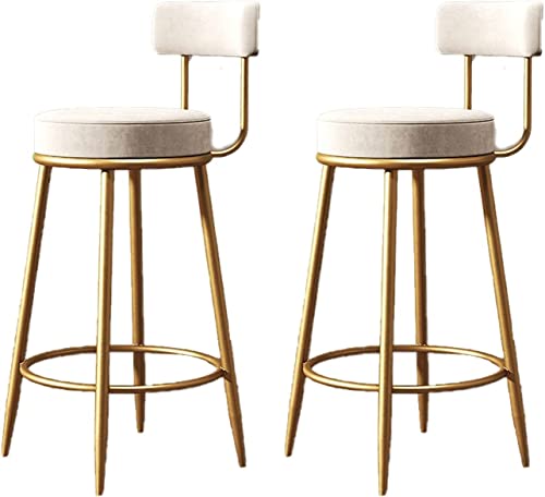 OKUOKA Barhocker 2er-Set Frühstückshocker, Moderner Goldener Tresenhocker, Essensstuhl für Küchentheke Barhocker Stühle Set (Color : Beige, Size : 65cm) von OKUOKA