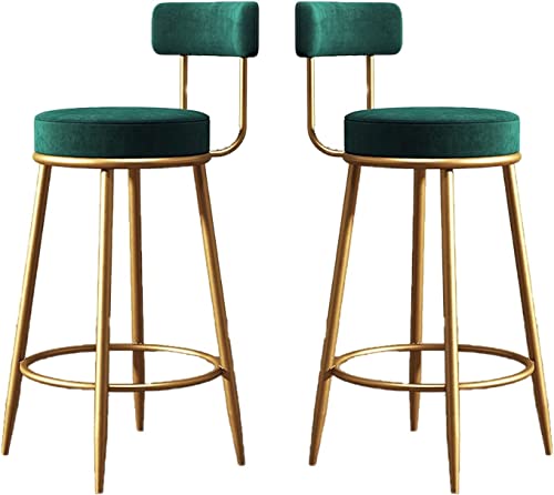 OKUOKA Barhocker 2er-Set Frühstückshocker, Moderner Goldener Tresenhocker, Essensstuhl für Küchentheke Barhocker Stühle Set (Color : Green, Size : 65cm) von OKUOKA