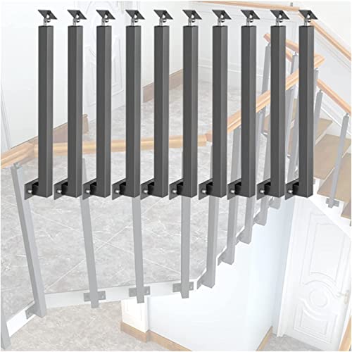 OKUOKA Treppengeländer für Treppe/Deck/Veranda – 1/4/10/20 Pack, Side Mount Metallspindeln, Quadratische Treppe Baluster Post mit Schraubensatz, Schwarz (Color : 10Pack, Size : 130cm/51.2in) von OKUOKA