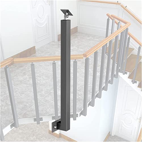 OKUOKA Treppengeländer für Treppe/Deck/Veranda – 1/4/10/20 Pack, Side Mount Metallspindeln, Quadratische Treppe Baluster Post mit Schraubensatz, Schwarz (Color : 1Pack, Size : 100cm/39in) von OKUOKA