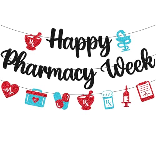 Banner mit Aufschrift "Happy Pharmacy Week", Apotheker, Party-Dekoration, Apotheker, Wertschätzungswoche, Hintergrund, medizinische RX, Krankenpfleger, Krankenhaus, Pinnwand-Dekoration von OKUSUN