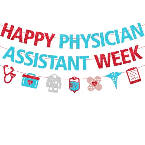 Banner mit Aufschrift "Happy Physician Assistant Week", Dekoration für Gesundheitswesen, Krieger, Wertschätzungswoche, Hintergrund, medizinischer Arzt, Krankenpflege, Pinnwand-Dekoration von OKUSUN