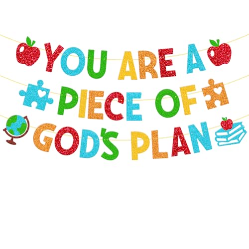 Banner mit Aufschrift "You Are a Piece of God's Plan, Sunday School Decoration", christlicher Klassenzimmer-Hintergrund, religiöser Bibelvers, Pinnwand-Dekoration Banner mit Aufschrift "You Are a Piece of God's Plan, Sunday School Decoration", christlicher Klassenzimmer-Hintergrund, religiöser Bibelvers, Pinnwand-Dekoration von OKUSUN