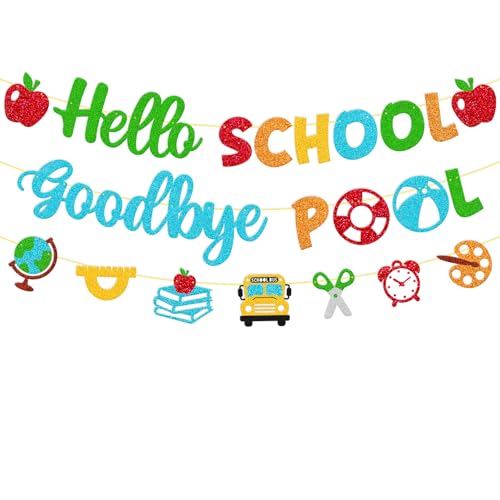 Hello School Goodbye Pool-Banner "Welcome Back to School", Dekoration, Schulanfang, Hintergrund, Abschied, Sommer, Hallo Schule, Dekoration Hello School Goodbye Pool-Banner "Welcome Back to School", Dekoration, Schulanfang, Hintergrund, Abschied, Sommer, Hallo Schule, Dekoration von OKUSUN