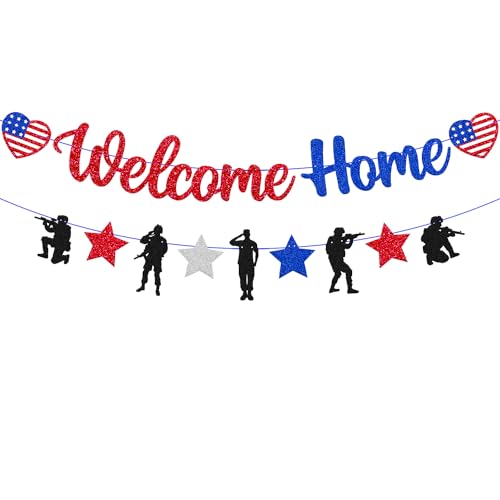 Welcome Home Banner Militär Armee Homecoming Party Dekorationen Einsatz Rückkehr Dekor Rot Glitzer Supplies Welcome Home Banner Militär Armee Homecoming Party Dekorationen Einsatz Rückkehr Dekor Rot Glitzer Supplies von OKUSUN