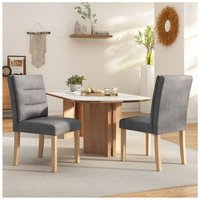 2er Set Esszimmerstühle, Wohnzimmerstühle mit Eichenrücken, Grau von OKWISH