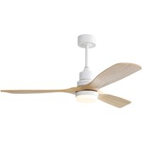 52-Zoll-Deckenventilator mit dimmbarem LED-Licht, Fernbedienung mit 6 Geschwindigkeiten, 3 Holzflügeln, umkehrbarem Gleichstrommotor von OKWISH