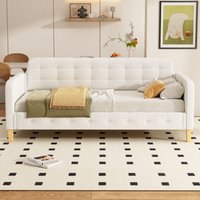 90200cm Schlafsofa, Tagesbett, Knopfnageldekoration, schlicht und elegant, Beige 90200cm Schlafsofa, Tagesbett, Knopfnageldekoration, schlicht und elegant, Beige von OKWISH