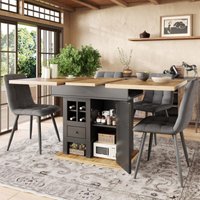 Ausziehbarer Esstisch mit Weinregal und Schubladen (110-140×80cm) von OKWISH