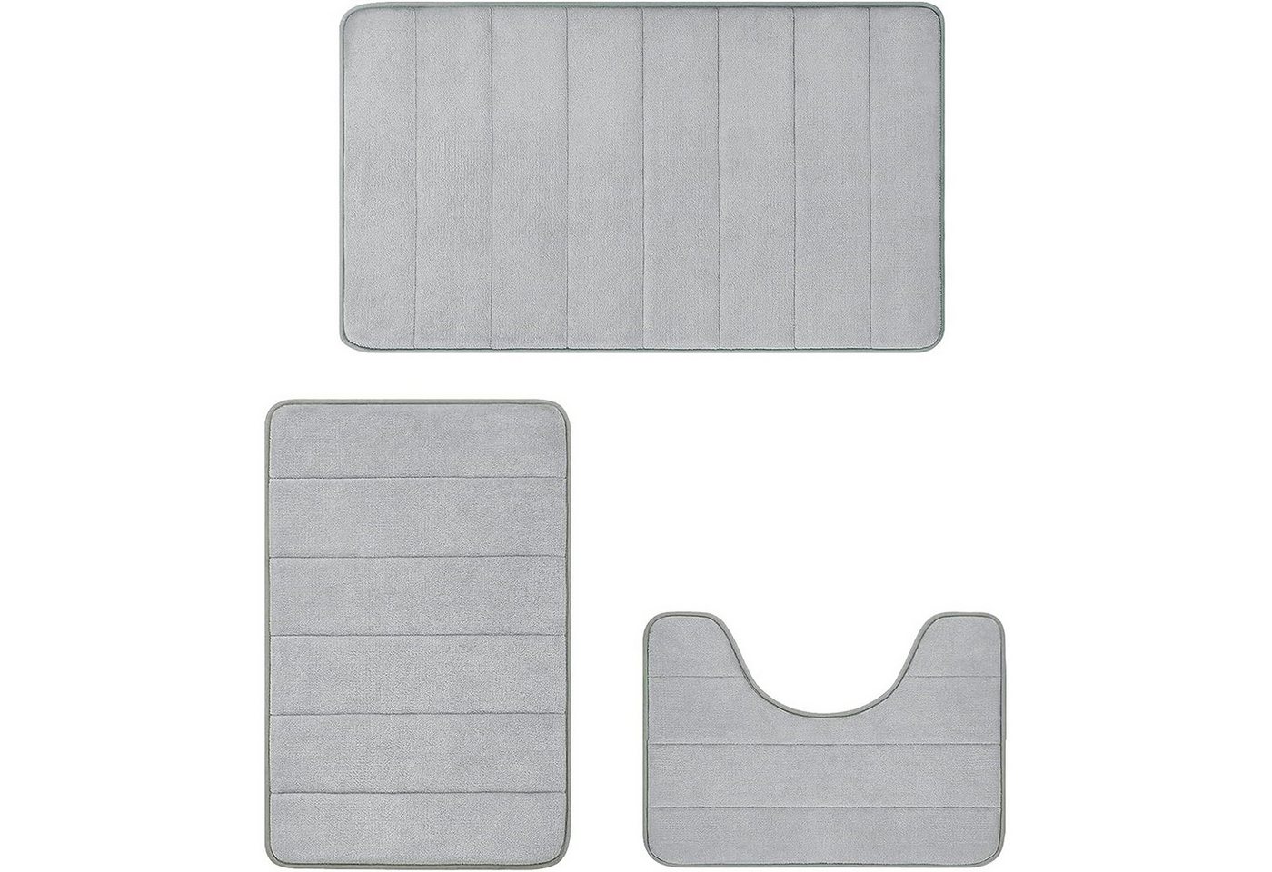 Badematte 3er Badematten Set Badvorleger Duschvorleger Duschmatte Badteppich OKWISH, PVC-Rückseite, Rutschfest, Weich, Maschinenwaschbar, Polyester, Memory Schaum, 40x60+50x60U+50x80CM, Badezimmern Waschtischen Schlafzimmern Wohnzimmern Fluren Waschküchen von OKWISH