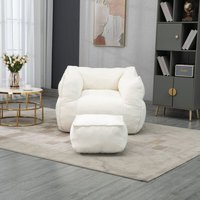 Bequemer Boucle Sitzsack Stuhl für Erwachsene und Kinder, Indoor Super weiches faules Sofa mit Memory Schwamm Füllung, Moderne Spezial Sitzsack mit von OKWISH