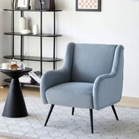 Okwish - Chaise de salon de style moderne, chaise en velours, chaise de canapé simple, chaise de loisirs avec accoudoir en métal - bleu von OKWISH