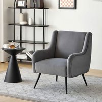 Okwish - Chaise de salon de style moderne, chaise en velours, chaise de canapé simple, chaise de loisirs avec accoudoir en métal - gris von OKWISH