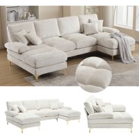 Coolmore Großes modernes Sofagarnitur, U-förmiges Chenille-Sofasofa mit doppelten Liegesitzen für Wohnzimmer, Schlafzimmer, Büro, Apartment, Villa, von OKWISH