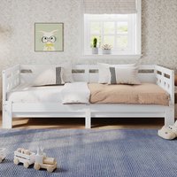 Daybett Tagesbett ,Ausziehbar Bett,90200cm,Kiefer massiv, mit 2. Schlafgelegenheit und Rollrost Herzform Bett Weiß OKWISH - Weiß von OKWISH