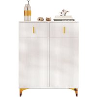 Eleganter Sideboard/Schuhschrank mit Strukturplatten, verstellbaren Einlegeböden und Goldverzierungen, mit Schubladen von OKWISH