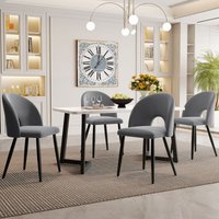 Essgruppe (Set, Esstisch 117 x 68 cm mit 4 Stühlen), rechteckiger Esstisch, modernes Küchentischset, Samt-Esszimmerstuhl mit Rautenmuster, von OKWISH