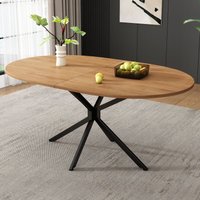 Esstisch, L120B80H75,5cm, moderner Esstisch, stabiler Esstisch, Metallbeine, ovaler Esstisch, Esstisch für 4-6 Personen, schlichter und moderner Esstisch, L120B80H75,5cm, moderner Esstisch, stabiler Esstisch, Metallbeine, ovaler Esstisch, Esstisch für 4-6 Personen, schlichter und moderner von OKWISH