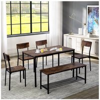 Esstisch Stuhl und Bank Set 6 Holz Stahlrahmen Industrie Stil Küche Esstisch Set OKWISH von OKWISH