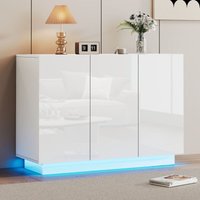 Esszimmermöbel 120x40x75cm, Flurmöbel, weißes Sideboard mit LED-Sockelbeleuchtung, weiß von OKWISH