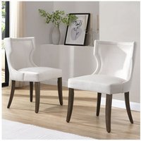 Esszimmerstühle (4), Stuhl mit verstellbaren Beinen, dickes Kissen, für Schlafzimmer, Küche, Wohnzimmer, Beige, Samt, Massivholz von OKWISH
