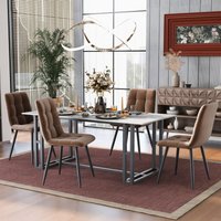 Esszimmerstuhl (4 St), Braun,4er-Set Polsterstuhl Design Stuhl mit Rückenlehne,Sitzfläche aus Samt Gestell aus Metall Okwish von OKWISH