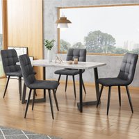 Esszimmerstuhl (4 St), Dunkelgrau,4er-Set Polsterstuhl Design Stuhl mit Rückenlehne,Sitzfläche aus Leinen Gestell aus Metall Okwish von OKWISH