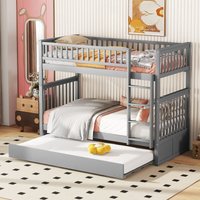 Okwish - Etagenbetten Kinderbetten Dreierbetten Etagenbetten mit Ausziehbett Hohe Geländer Stabile Treppe Grau ,90200cm Okwish - Etagenbetten Kinderbetten Dreierbetten Etagenbetten mit Ausziehbett Hohe Geländer Stabile Treppe Grau ,90200cm von OKWISH