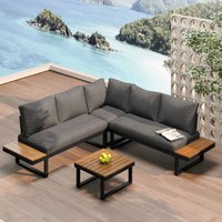 Garten-Freizeitset, Eckstellung mit verstellbarer Neigungsfunktion (5-fach verstellbar, bis 55°), verzinktes Stahlrohr, Kunststofftischplatte mit von OKWISH