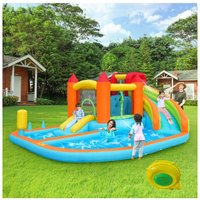 Hüpfburg für Kinder im Freien mit Gebläse, Wasserrutsche + Trampolin + Basketballkorb + Wasserpistole Hüpfburg für Kinder im Freien mit Gebläse, Wasserrutsche + Trampolin + Basketballkorb + Wasserpistole von OKWISH